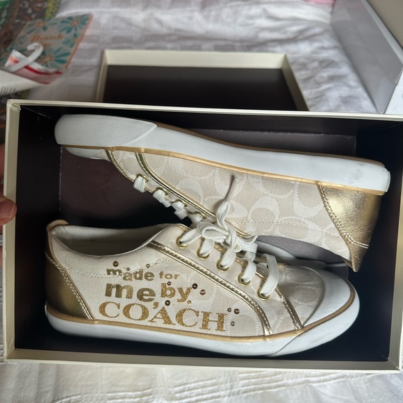 Shoes - Coach Sneakers, Ivory/Gold, Size 7.5